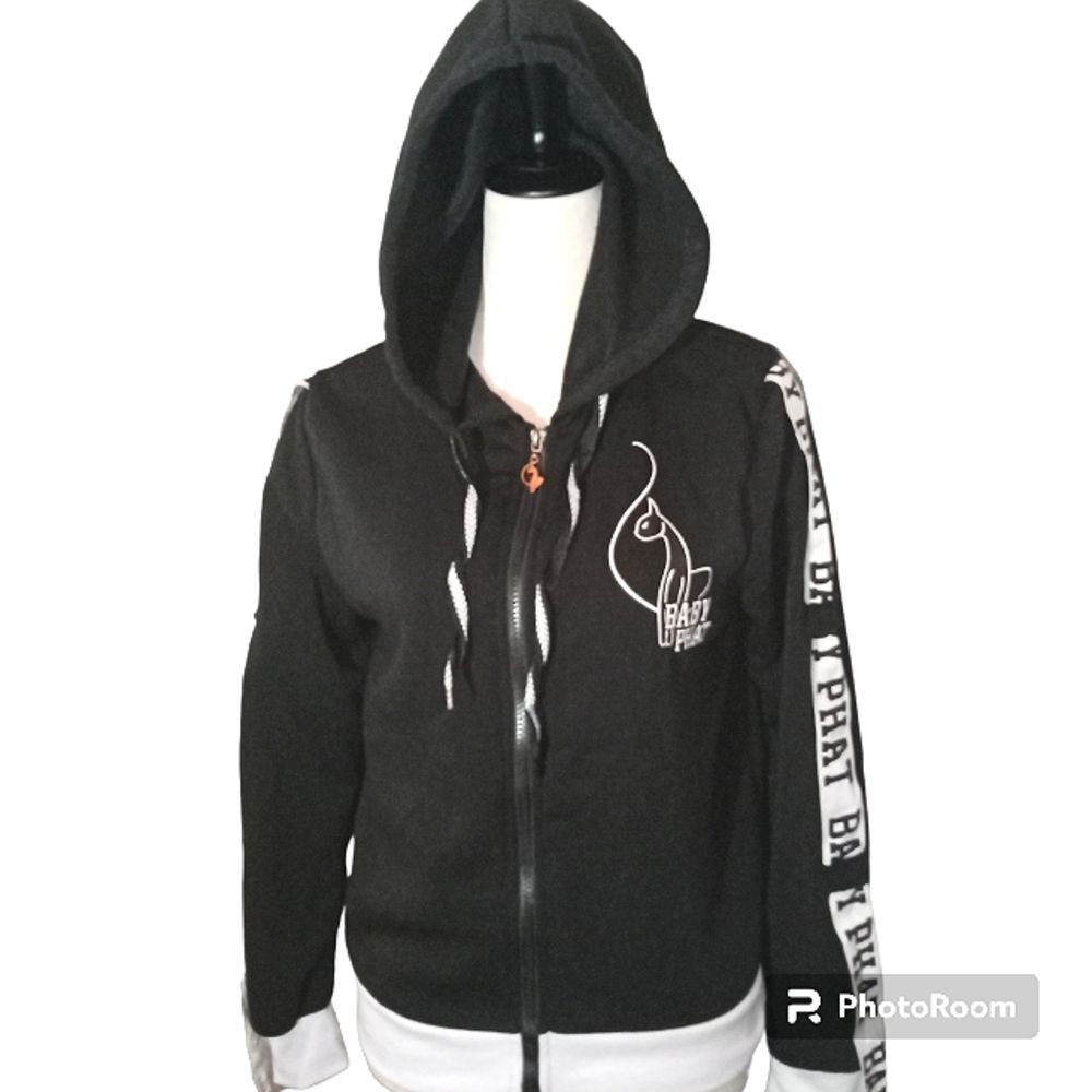 Vintage Y2K, Rare Baby Phat Black, Full zip Hooded Sweatshirt Size M